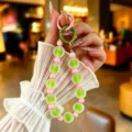 Colorful jelly beaded phone lanyard strap with green and pink matte dopamine beads - Creative Colorful Jelly Beads (yc5360) / Green