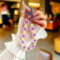 Dopamine style colorful beaded phone strap with purple frosted and yellow beads - Creative Colorful Jelly Beads (yc5360) / Purple