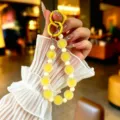 Vibrant yellow jelly beaded phone strap with frosted finish and a double ring fastener. - Creative Colorful Jelly Beads (yc5360) / Yellow