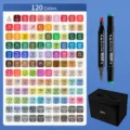 Kit de 120 feutres marqueurs artistiques à double pointe avec étui en tissu Oxford. - 120 Couleurs
