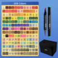 Kit de Marqueurs à Alcool Double Pointe 168 Couleurs Stylos de Dessin Art avec Sac - 168 Couleurs