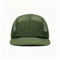 Detailed view of olive green five-panel mesh baseball cap with breathable fabric - One Size(Adjustable) / Army Green 5-Panel Mesh Hat / Army Green