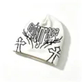 Streetwear hip-hop knitted beanie with Godsgrace jacquard and black cross patterns - Short Jacquard / White