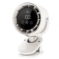 Mini clip-on desk fan with smart digital display USB rechargeable quiet cooling fan for home office - White