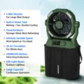 Outdoor camping spray fan with water tank, 20000mAh battery, portable misting fan for fishing. - Army Green