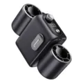 Portable double barrel waist fan with digital display, rechargeable cooling fan for outdoor camp. - Black