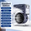 Standard model portable misting fan in navy blue with 5 spray nozzles and 500ml tank - Blue / 148*99*225mm