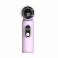 Handheld portable mini fan with digital display and multi-speed turbine airflow design. - Pink