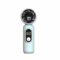 Portable handheld mini fan with digital display, 199 speeds, USB rechargeable. - Pale Green