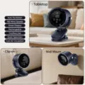 Mini ventilatore da tavolo USB ricaricabile con clip e display digitale 3 en 1. - J31 / Blu scuro