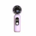 Portable handheld mini fan with digital display and USB rechargeable battery for outdoor use - Pink