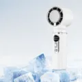 Handheld portable cooling fan with digital display, 100-speed adjustable turbo fan for outdoor use. - Ivory