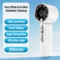 Portable handheld mini fan, 100-speed desktop cooling fan with 3000mAh battery, ivory. - Ivory