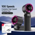 Mini ventilateur portatif pliable avec 100 vitesses, affichage numérique et recharge USB. - F33 gris espace (réglage progressif à 100 vitesses et tour de cou pliable)