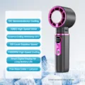 Portable handheld cooling fan, 100 gears digital display turbo fan for outdoor use. - Space Gray