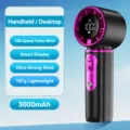 Portable handheld fan, 100-speed adjustable digital display, deep gray ice compress variant. - Space Gray