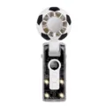Portable mini handheld cooling fan with football design, digital display and USB battery. - Foldable Digital Display Hanging Neck Style / White