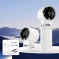 Mini ventilateur pliant portatif blanc ivoire, 100 vitesses réglables, rechargeable USB. - F33 ivoire (réglage progressif à 100 vitesses et tour de cou pliable)