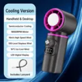 Handheld cooling fan portable desktop USB rechargeable 100-speed mini fan with LED display. - Strong Cooling Ice Compress Edition / Space Gray