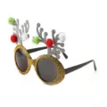 Occhiali natalizi festivi con corna di renna glitterate e pompon colorati per festa. - Stile Oro SD13 (SD13)