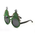 Occhiali da sole natalizi glitterati verdi a forma di albero con piccoli decori rossi - Stile Verde SD14 (SD14)