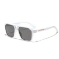 Vintage white square sunglasses for men with hollow double bridge and dark lenses - White Frame Gray Lens