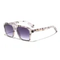 Vintage oversized square sunglasses with marble pattern frame and purple gradient lenses - Jelly Grey Tortoise