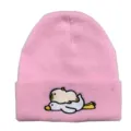 Détail du bonnet en tricot rose avec broderie mignonne de capybara et de canard - Broderie Capybara - 5Rose / 20cm de Large