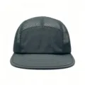 Detail of a dark gray breathable five-panel mesh hat for summer outdoor camping - One Size(Adjustable) / Gray 5-Panel Mesh Hat / Gray