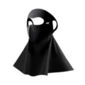 Full-face black sun protection mask with breathable mesh and integrated neck cover. - One Size / Black