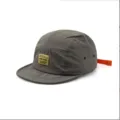 Close-up detail of retro grey 5-panel cap featuring quick-dry fabric and orange strap - 55-60cm / Dark Gray