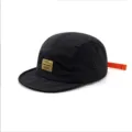 Detail of vintage 5-panel short brim baseball cap in black quick-dry fabric - 55-60cm / Black