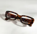 Detailed macro view of retro tortoiseshell square frame glasses with leopard print - Tortoiseshell Frame Clear Lens