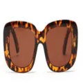 Retro oversized square tortoiseshell sunglasses with brown lenses for unisex fashion - Retro Square Style (95004) / Tortoise Tea