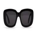 Oversized retro square sunglasses with chunky black frame for men and women - Retro Square Style (95004) / Bright Black / Gray