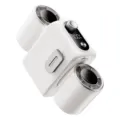 Portable dual-barrel waist fan, USB rechargeable outdoor cooling mini fan with digital display. - White