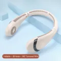 Foldable bladeless neck fan in misty pink with dual battery and 360 degree surround cool wind. - Mist Pink