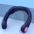Draagbare bladloze nekventilator in donkerblauw, oplaadbare usb persoonlijke ventilator. - Donkerazuurblauw