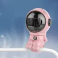 Portable astronaut clip-on stroller fan with 3-speed settings and quiet soft wind. - Chinese Version / Pink
