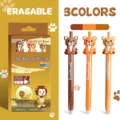 Set de stylo gel effaçable design animal mignon encre bleue 0.5mm 3pcs fournitures - Coffret 3 pièces animaux mignons