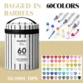 Juego de 60 rotuladores de doble punta con bolsa de barril para dibujo y arte escolar. - 60 Colores