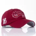Detailansicht der weinroten Baumwoll-Baseballkappe mit klassischer Buchstabenstickerei - Erwachsene (55-60cm) / Burgunderrot