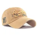 Distressed khakifarbene Baumwoll-Basecap mit klassischer 3D 'Always 75' Buchstaben-Stickerei - Erwachsene (55-60cm) / Gewaschenes Gelb