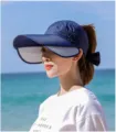 Detailansicht eines dunkelblauen Sonnenvisiers für Damen mit UV-Schutz-Funktion - Einheitsgröße(Einstellbar) / Marineblau