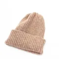 Gorro de punto acanalado jaspeado marrón claro para mujer, calor invernal y estilo - Rosa