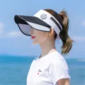 Stilvoller Damen Sonnenhut mit breiter Krempe für Strandurlaub und Sonnenschutz im Sommer - Gestreifter Stil (20-5) / Schwarz