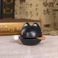Decorativo gatto nero merito pesce di legno ornamento scrivania con maglio zen ufficio - Ciondolo di Merito +1 / Stile Gatto Nero
