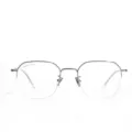 Stilvolle silberne Halbrand-Brille aus Titan für Damen und Herren im modernen Quadrat-Design - Silber
