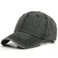 Vintage gewaschene anthrazitgraue Baumwoll-Baseballkappe mit gebogener Krempe für draußen - 55-60cm / Armeegrün