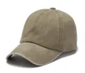 Vintage gewaschene Baumwolle Baseballkappe in Oliv-Khaki, Used-Look Uni-Farben Design - 55-60cm / Khaki
